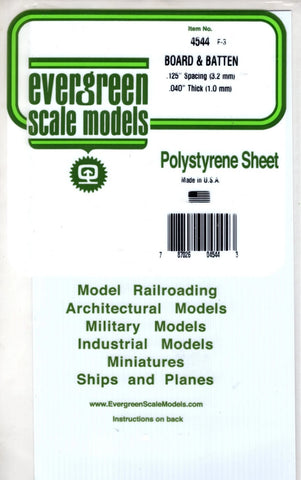 Evergreen 4544 Styrene Board & Batten .125" Spacing .040 Thick 6x12" Sheet