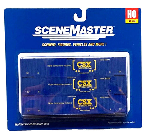 HO Walthers SceneMaster 949-18501 CSX Boxcar Logo 53' Singamas Container (3) pcs