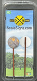 HO Scale ScaleSigns.com 2004c Weathered Railroad Crossing w/Cat Eyes v2 Sign (2)