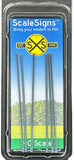 HO Scale ScaleSigns.com 14004 Dark Grey Pinnacle-U-Channel Sign Posts (6) pcs