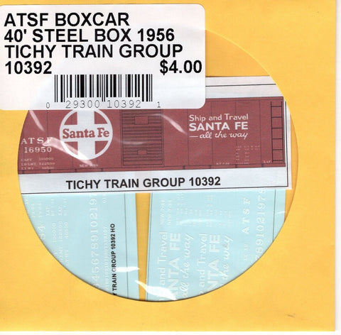 HO Scale Tichy Train 10392 Santa Fe ATSF Boxcar 40' Steel Box 1956 Decal Set