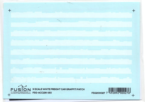N Scale Fusion Graphics 126-160 White Freight Car Graffiti Patch Out Decal Set
