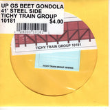 HO Scale Tichy Train 10181 UP GS Beet Gondola 41' Steel Side Decal Set