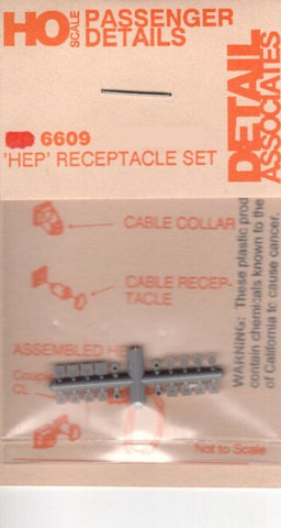 HO Scale Detail Associates 6609 'HEP' Receptacle Set