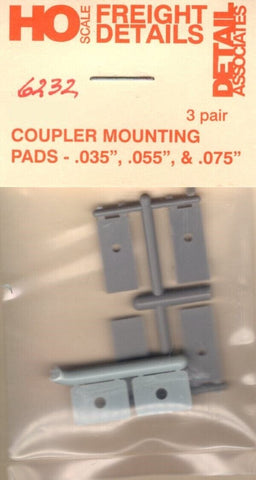 HO Scale Detail Associates 6232 Coupler Mounting Pads - .035", .055" & .075"