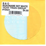 HO Scale Tichy Train Group 10421 B&O Baltimore & Ohio Roadname White Decal Set