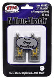 N Scale Atlas True Track G2425 Code 65 2" Gray Straight Track Bumper pkg (2)