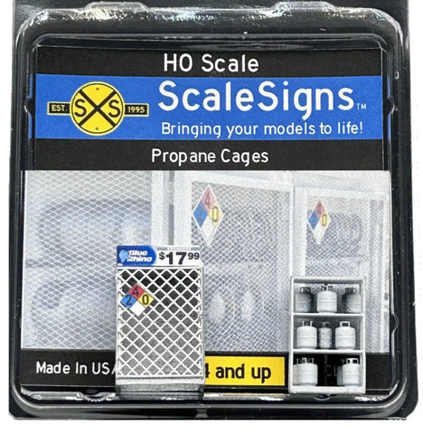 HO Scale ScaleSigns.com 15001 Blue Rhino v1 Propane Cage w/Tanks-Bottles
