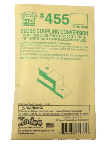 HO Scale Kadee #455 Close Coupling Conversion for Proto E6, E7 & PA, A & B Unit