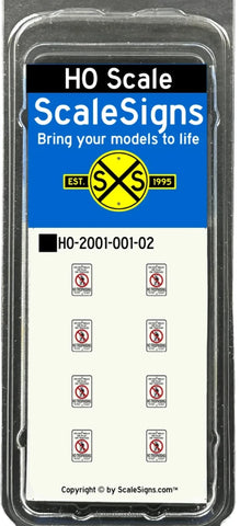 HO Scale ScaleSigns.com 21102 UP Union Pacific No Trespassing #2 Sign (8) pcs