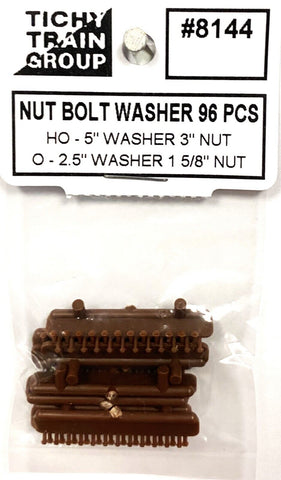 HO Scale Tichy Train Group 8144 2" Bolt, 3" Nut, 5" Washer Casting pkg (96)