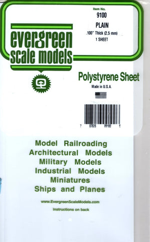 Evergreen 9100 Styrene White Sheet Plain - 6 x 12" 15.2 x 30.5cm .100"