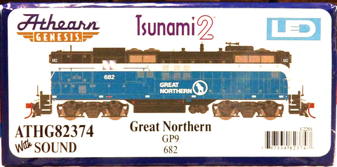 HO Scale Athearn Genesis G82374 GN Big Sky Blue Great Northern 682 GP9 DCC/Sound