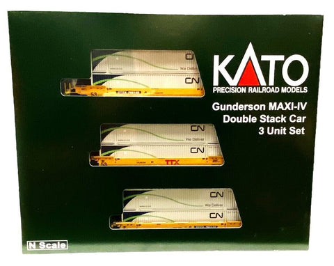 N Scale Kato 106-6183 Gunderson MAXI-IV 3-Unit Well Car w/53' CN Containers