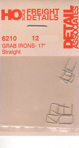 HO Scale Detail Associates 6210 Grab Irons - 17" Straight 12/Pkg