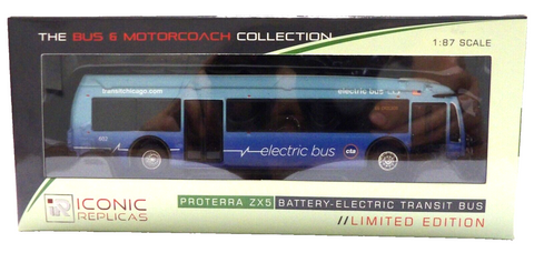 HO Scale Iconic Replicas 870336 Chicago Transit Authority CTA Proterra ZX-5 Bus