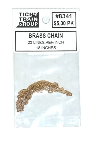 HO Scale Tichy Train Group 8341 Brass Chain 23 Links Per Inch 18" Long