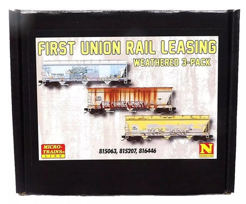 N Micro Trains 98305083 First Union Rail Weathered ACF 3-Bay Covered Hopper (3)