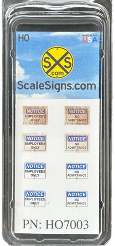 HO Scale ScaleSigns.com 7003 Employees Only & No Admittance Sign (8) pcs
