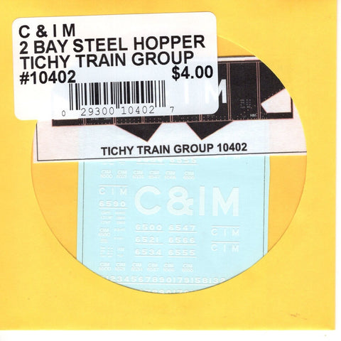 HO Scale Tichy Train 10402 C&IM 2 Bay Steel Hopper Decal Set