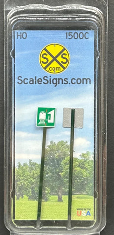 HO Scale ScaleSigns.com 1500c Green Train Station Road/Street Sign (2) pcs