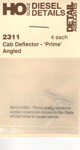 HO Scale Detail Associates 2311 Cab Deflector - 'Prime' Angled 4 Each