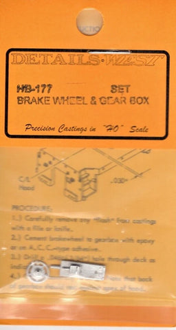 HO Scale Details West HB-177 Brake Wheel & Gear Box