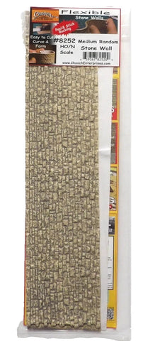 HO/N Scale Chooch 214-8252 Medium Random Stone Wall Flexible Sheet