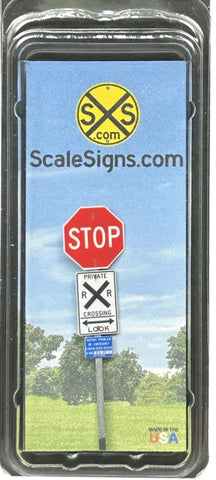 HO Scale ScaleSigns.com 2000c Private Railroad Crossing + ID Sign (2) pcs