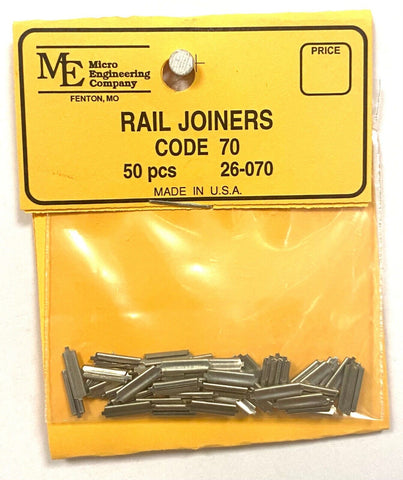 HO/N Scale Micro Engineering 26-070 Code 70 Nickel-Silver Rail Joiners pkg (50)