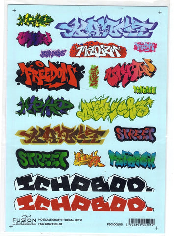 HO Scale Fusion Graphics 101-87 Graffiti Decal Set #2