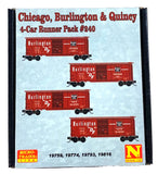 N Scale Micro Trains 98300240 Burlington 40' Single-Door Boxcar (4) Car Set