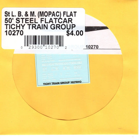 HO Scale Tichy Train 10270 St LB&M (MOPAC) Flat 50' Steel Flatcar Decal Set