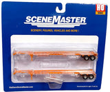 HO Scale Walthers SceneMaster 949-4602 Orange 53' Container Chassis 2-Pack