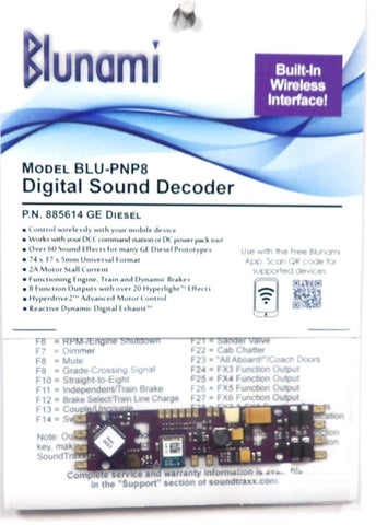 SoundTraxx 885614 Blunami Blue Tooth/Wireless BLU-PNP8 GE General Electric Sound & Control DCC Decoder
