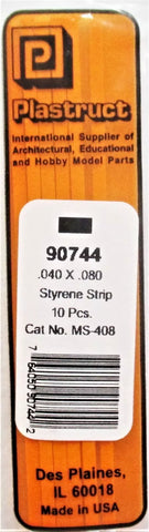 Plastruct 90744 MS-408 Styrene Rectanger Strip .040 x .080 x 10" (10) pcs