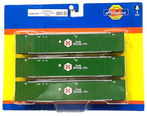N Scale Athearn 17309 Green HUB Group 53' Stoughton Containers Set #2 3-Pack