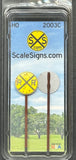 HO Scale ScaleSigns.com 2003c Railroad Crossing w/ Cat Eyes v1 Sign (2) pcs