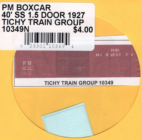 N Scale Tichy Train 10349N PM Pere Marquette Boxcar 40' SS 1.5 Door Decal Set