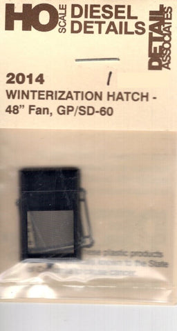 HO Scale Detail Associates 2014 Winterization Hatch 48" Fan, GP/SD-60 2/Pkg