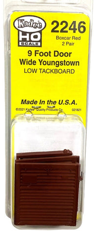 HO Scale Kadee 2246 9' Wide Youngstown Boxcar Red Doors Low Tack Board (2) pr