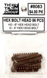 HO Scale Tichy Train Group 8083 6" Hex Head Bolt pkg (96)