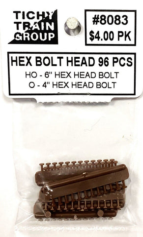 HO Scale Tichy Train Group 8083 6" Hex Head Bolt pkg (96)