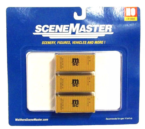 HO Scale Walthers SceneMaster 949-18054 MSC 20' Corrugated Container 3-Pack