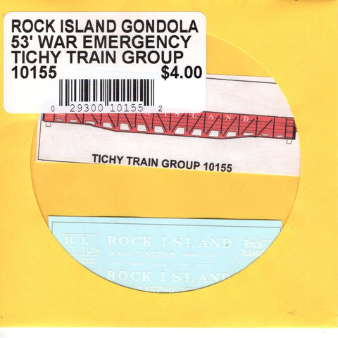 HO Scale Tichy Train 10155 Rock Island Gondola 53' War Emergency Decal Set