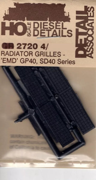 HO Scale Detail Associates 2720 Radiator Grilles - 'EMD' GP40, SD40 Se ...