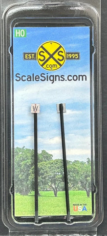 HO Scale ScaleSigns.com 2044cw Weatherted Train Whistle/Horn "W" Sign (2) pcs