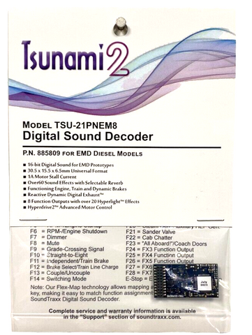 SoundTraxx 885809 Tsunami 2 TSU-21PNEM8 EMD Sound & Control DCC Decoder