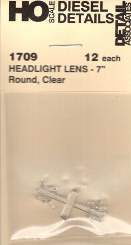HO Scale Detail Associates 1709 Headlight Lens - 7" Round, Clear 12 Each