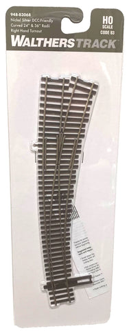 HO Scale Walthers 948-83068 Code 83 Right Hand 24 and 36" Radi Curved Turnout